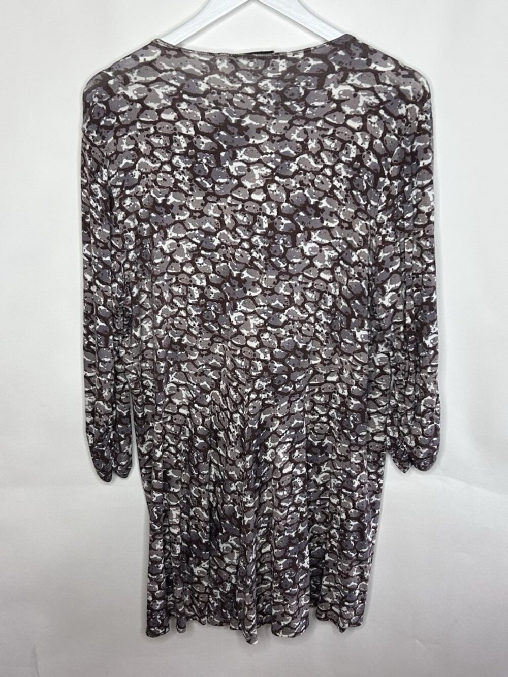 Cabi Womens Cobblestone Tie Front Cardigan Top Brown White 3/4 Sleeve Stretch XL - Picture 3 of 11